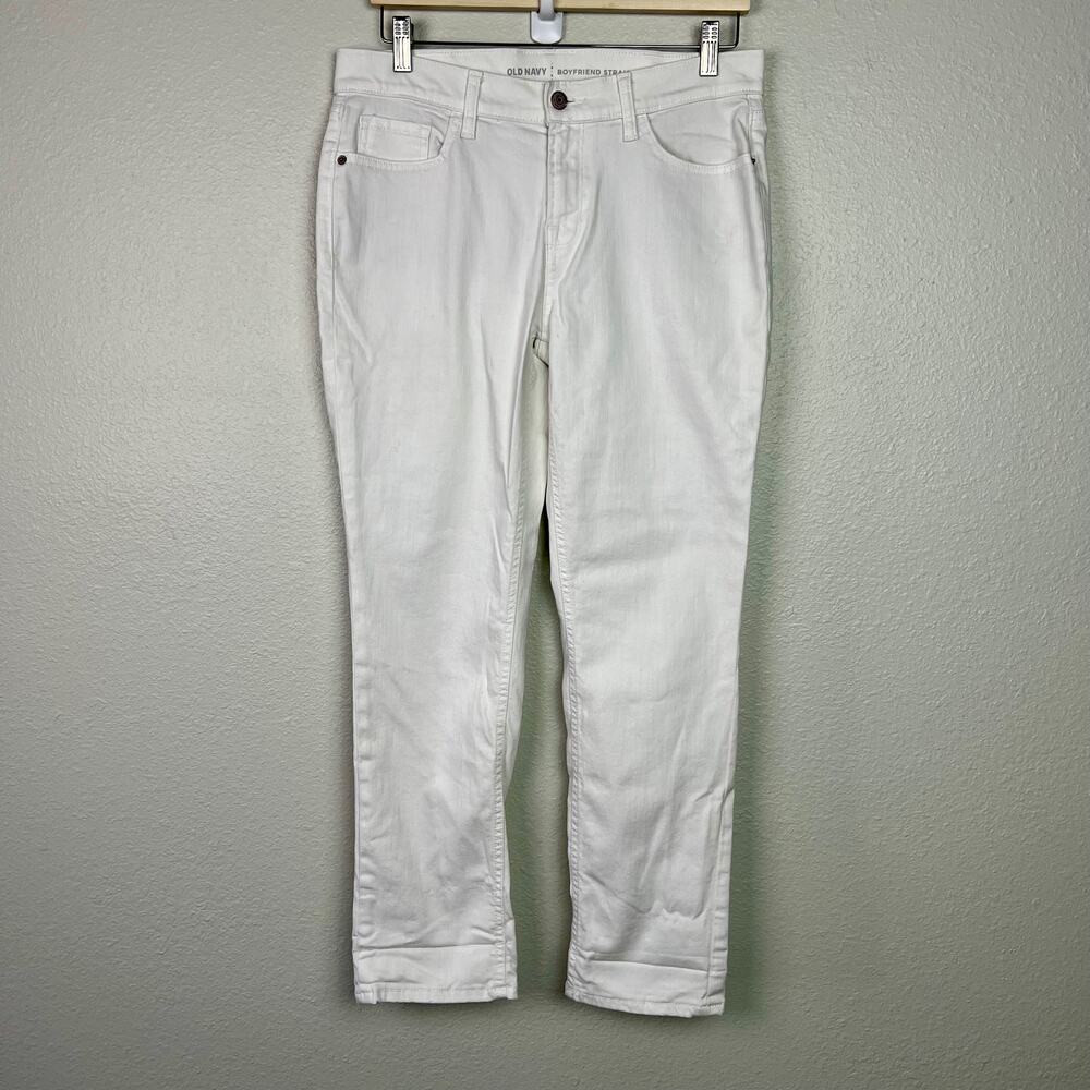Old Navy Women's‎ Size 8 White Boyfriend Straight Denim Jeans